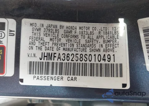 2008 Honda Civic Hybrid из США, поврежденный, VIN JHMFA36258S010491